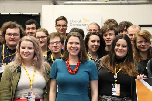 Jo Swinson and helpers